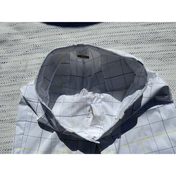 NIKE GOLF Shorts Medium White Blue Striped Chino Embroidered Swoosh Dri-Fit Mens - Picture 6 of 16